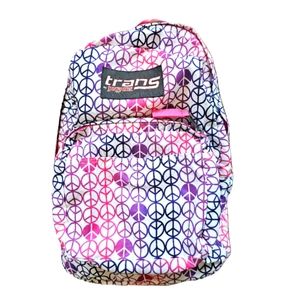 Jansport Superbreak Peace Signs Pink Purple Lightweight Backpack